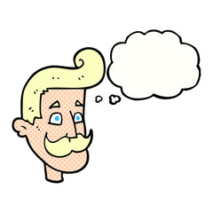 thought bubble cartoon man with mustache