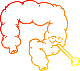 warm gradient line drawing cartoon unhealthy colon