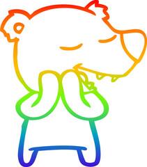 rainbow gradient line drawing cartoon polar bear