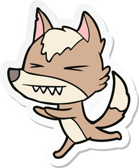 sticker of a angry wolf running