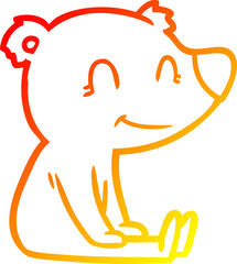 Obraz premium warm gradient line drawing sitting bear cartoon