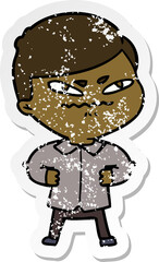 Obraz na płótnie Canvas distressed sticker of a cartoon angry man