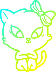 cold gradient line drawing cartoon cat