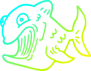 cold gradient line drawing funny cartoon fish