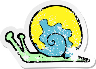 retro distressed sticker of a cartoon snail