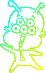 cold gradient line drawing happy cartoon alien