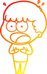 warm gradient line drawing cartoon shocked man