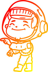 warm gradient line drawing happy cartoon astronaut
