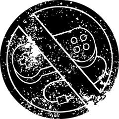 distressed symbol no gaming allowed sign