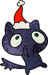 christmas textured cartoon of kawaii cat