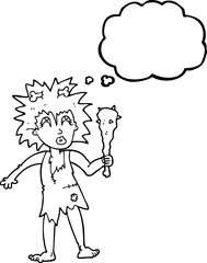 thought bubble cartoon cave woman