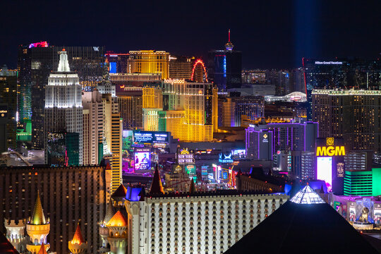 Las Vegas, United States - November 24, 2022: A picture of the Las Vegas Strip at night.