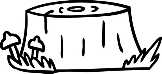 line drawing doodle of a tree log
