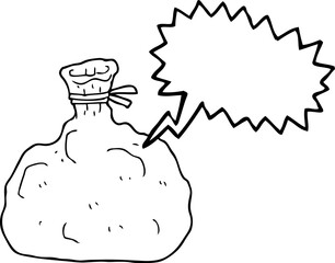 speech bubble cartoon tied sack