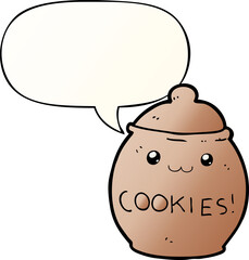 cartoon cookie jar and speech bubble in smooth gradient style