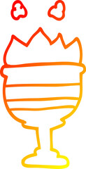 warm gradient line drawing cartoon flaming golden cup