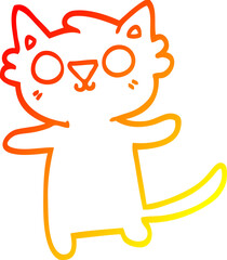 warm gradient line drawing cartoon cat