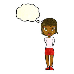 cartoon pretty girl with thought bubble