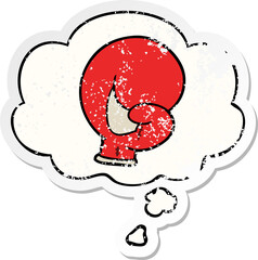 boxing glove cartoon  and thought bubble as a distressed worn sticker