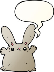 cartoon rabbit and speech bubble in smooth gradient style