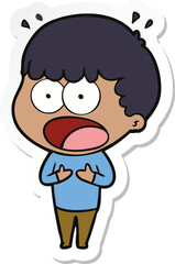 sticker of a cartoon shocked man