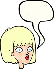 comic book speech bubble cartoon female face