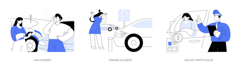 Road traffic accident abstract concept vector illustrations.