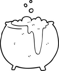 black and white cartoon cauldron