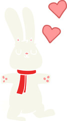 flat color style cartoon rabbit in love