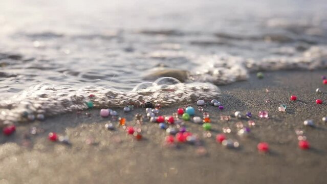 problem of ocean pollution microplastics close up