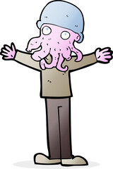 cartoon alien squid face man