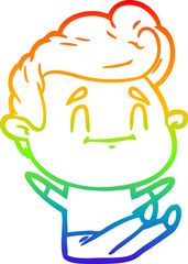 rainbow gradient line drawing happy cartoon man