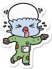 Fototapeta premium sticker of a weird cartoon alien pointing