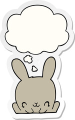 cartoon rabbit and thought bubble as a printed sticker