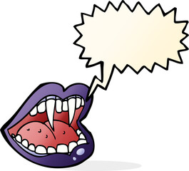cartoon vampire mouth with speech bubble