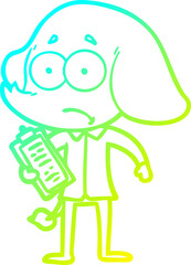 cold gradient line drawing cartoon unsure elephant
