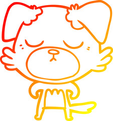 warm gradient line drawing cute cartoon dog