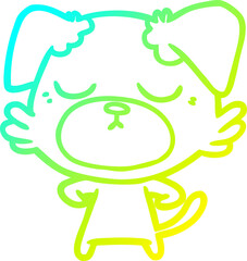 cold gradient line drawing cute cartoon dog
