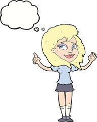 cartoon woman with idea with thought bubble
