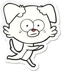 sticker of a nervous dog cartoon