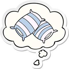 cartoon pillows and thought bubble as a printed sticker