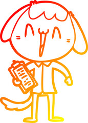 warm gradient line drawing cute cartoon dog