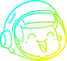 cold gradient line drawing cartoon happy astronaut face