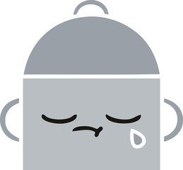 flat color retro cartoon cooking pot