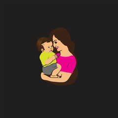  mom taking a baby silhouette drawing illustration.