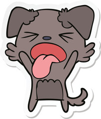 sticker of a cartoon disgusted dog