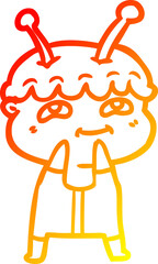 warm gradient line drawing friendly cartoon spaceman