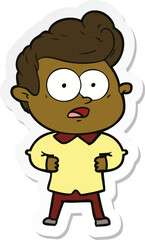 sticker of a cartoon staring man