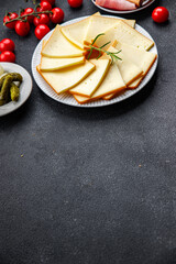 raclette cheese meal appetizer food meal food snack on the table copy space food background rustic top view