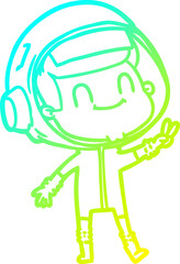 cold gradient line drawing happy cartoon astronaut